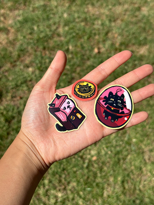 Gacha Machine 扭蛋 Cat Sticker Set of 4