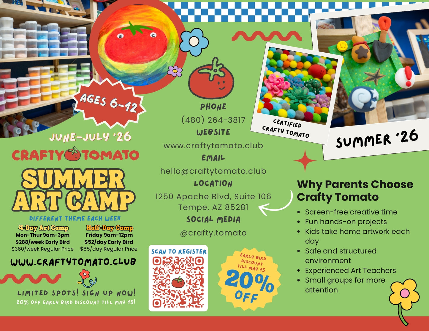 Crafty Tomato Summer Art Camp (Ages 6–12)