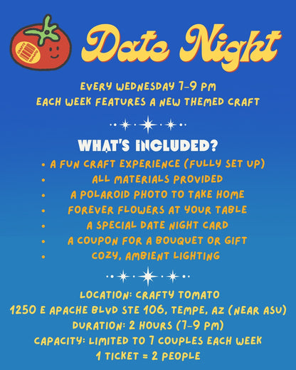 Date Night at Crafty Tomato || Wednesday, Jun 10 • 7–9 PM || Clay Night