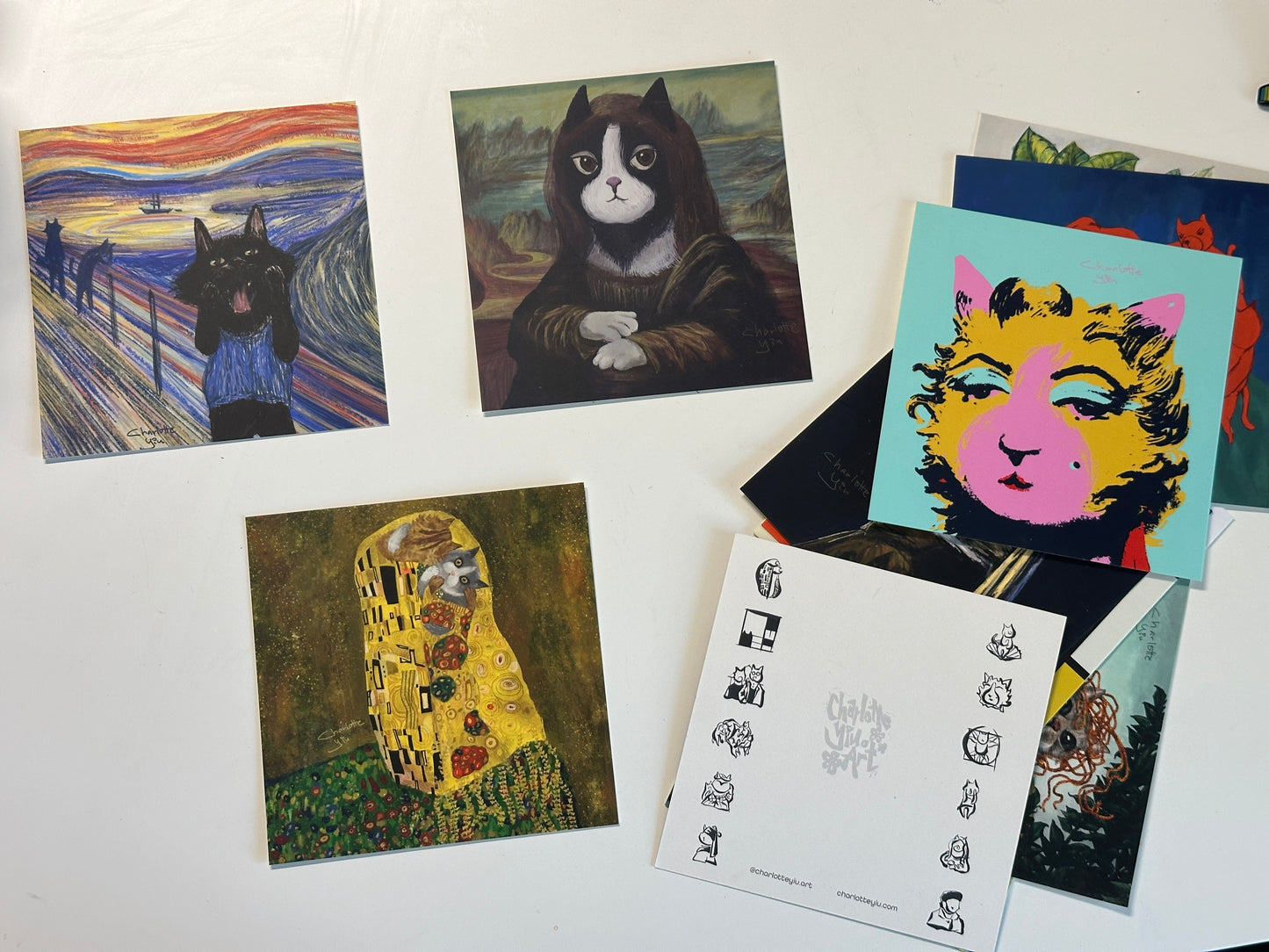 Illustrated Cat Postcard Set of 12 Masterpieces Reimagined