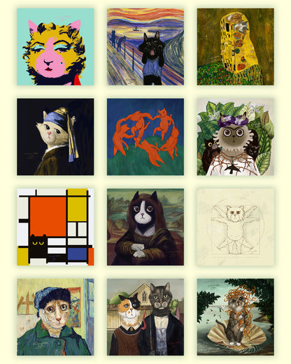 Cat Art Postcard Set || Masterpieces Reimagined