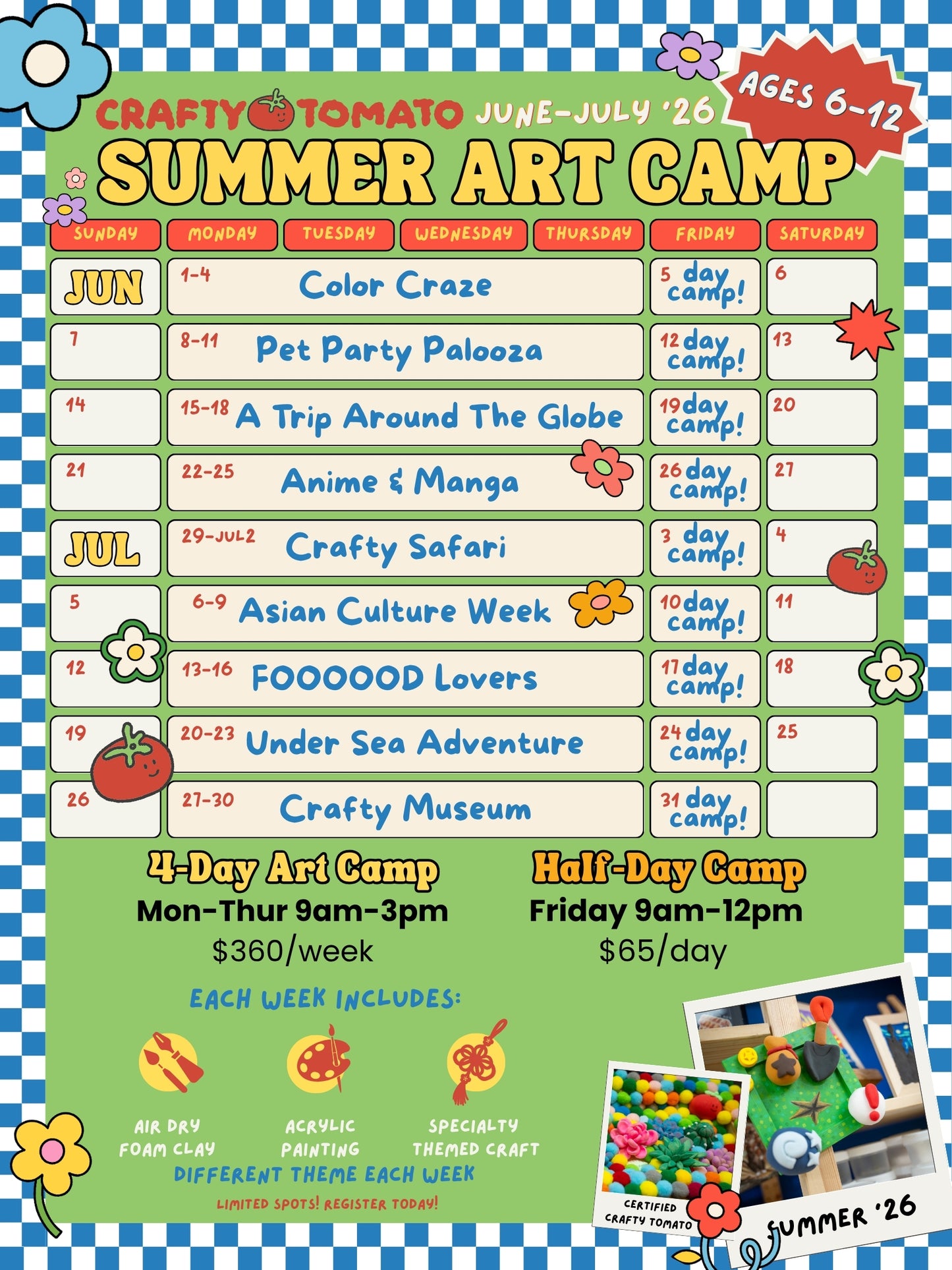 Crafty Tomato Summer Art Camp (Ages 6–12)