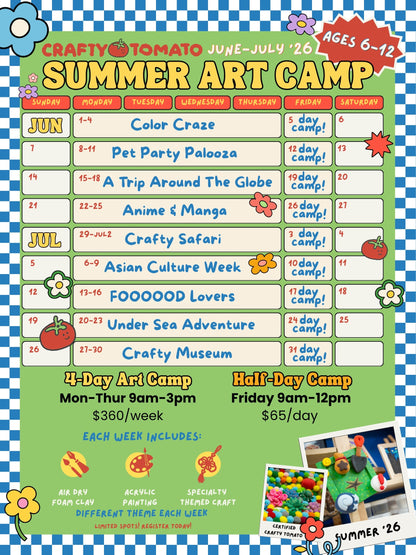 Crafty Tomato Summer Art Camp (Ages 6–12)