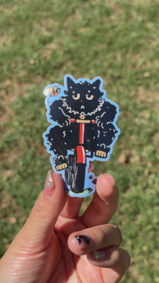 Biking Cat Sticker