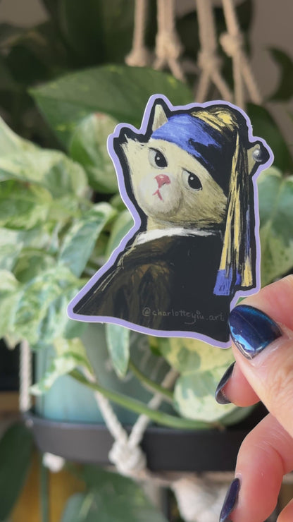 Cat with a Pearl Earring Sticker